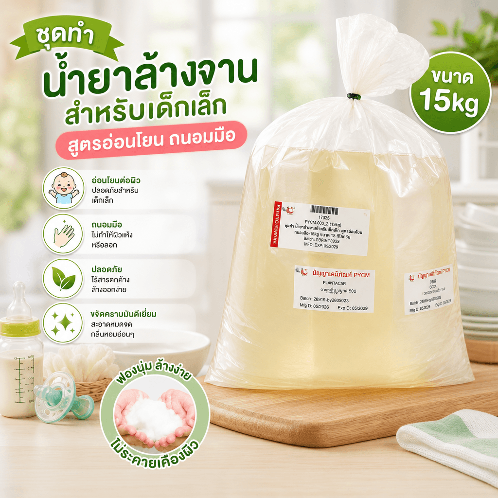 17025 ชุดทำ น้ำยาล้างจานสำหรับเด็กเล็ก สูตรอ่อนโยน ถนอมมือ-15kg